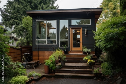 The small house in Seattle has an office on the second floor.