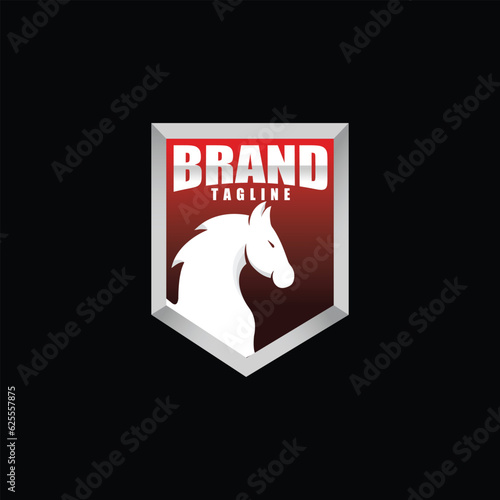 Bold and strong horse crest logo design.