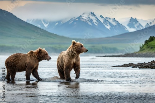 brown bear in water