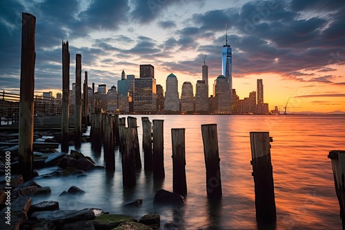Je Ne Sais Quoi of NYC: Lower Manhattan Skyline from Newport Pier, New Jersey: Generative AI © AIGen
