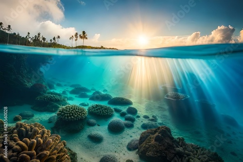 coral reef in the sea. Generative AI © Rianah