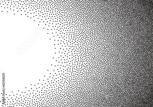 Dotwork gradient background, black and white scattered stipple dots