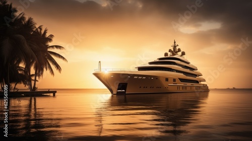 Luxury Super yacht cruiser at sunset © Clown Studio
