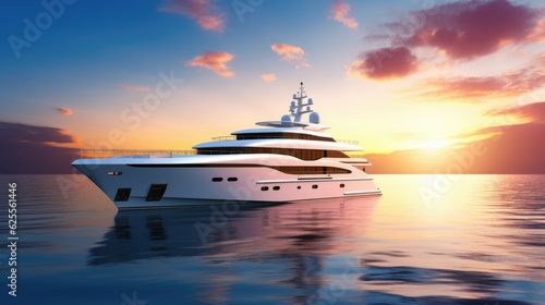 Luxury Super yacht cruiser at sunset © Clown Studio