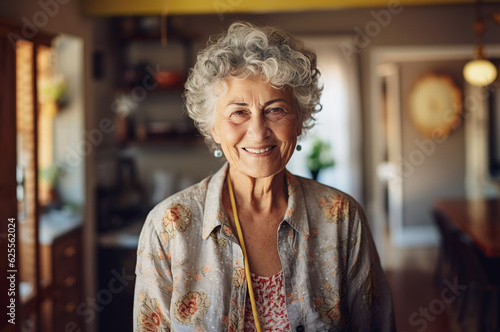 AI generated image of mature senior woman inside house