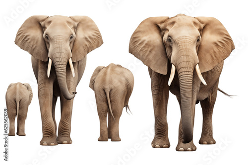 African Elephant in Various Poses Isolated on a Transparent Background. Generative AI © zainab