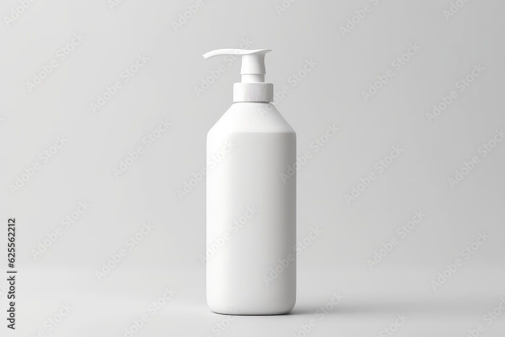 A mockup of a medium-sized white facial cleanser bottle. white background A mockup of a medium-sized white facial cleanser bottle. white background