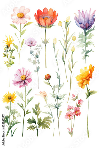 Wallpaper Mural Watercolor detailed illustrations of different types of flowers made with ai Torontodigital.ca