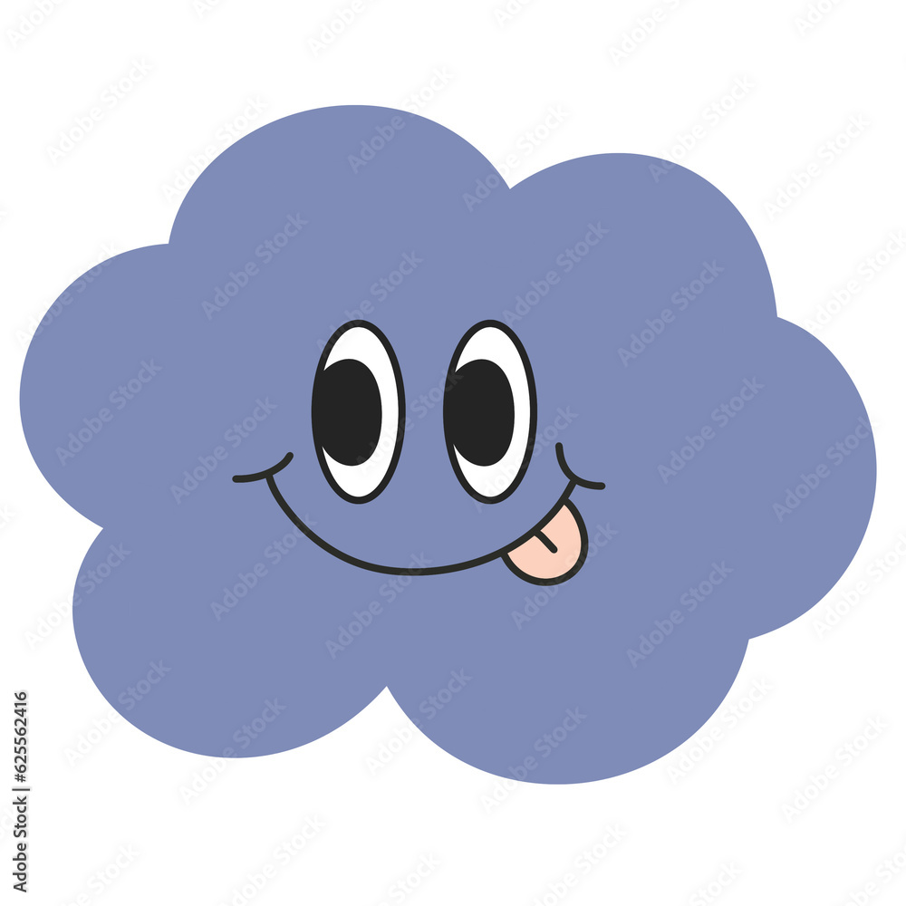Cloud Groovy cute cartoon illustration y2k retro mood