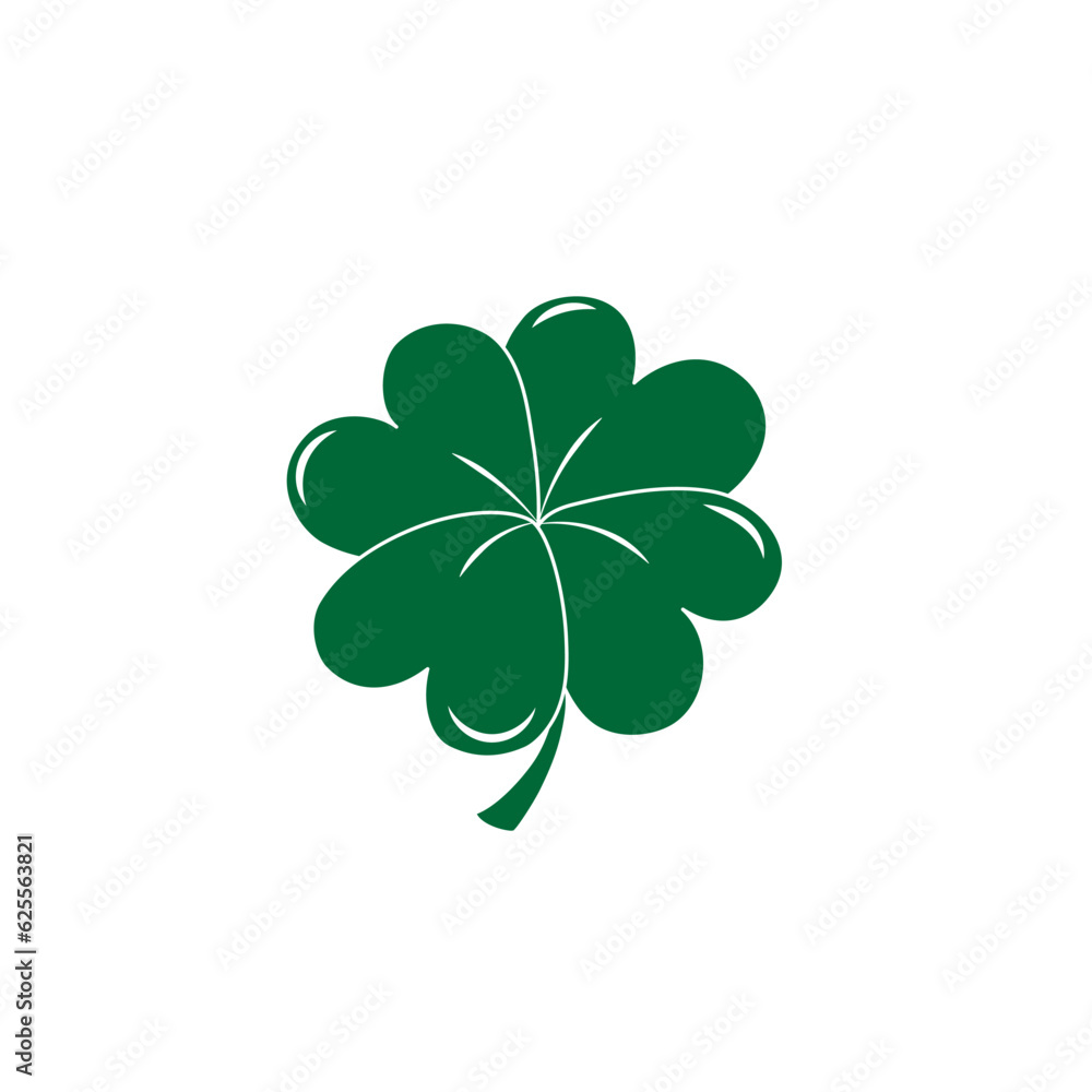 Patrick day. Clover, hand drawn illustration. Four leaf clover for saint patrick's day. Flat style