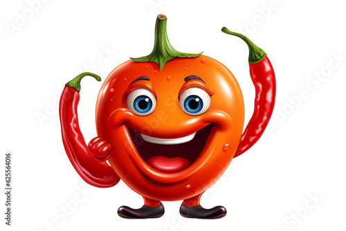 Cute Cartoon Hot Chili Pepper Character. Generative AI