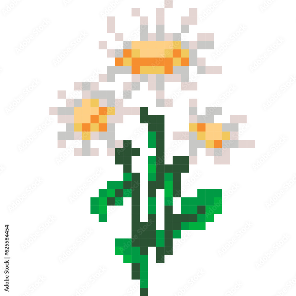 Flower cartoon icon in pixel style. Flower cartoon icon in pixel style.