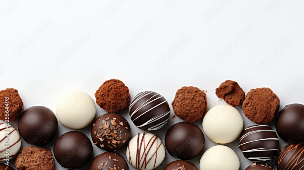 Chocolate sweet collection isolated on white background with text space can use for advertising, ads, branding Chocolate sweet collection isolated on white background with text space can use for advertising, ads, branding