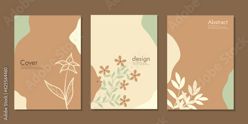 set of book cover designs with hand drawn floral decorations. abstract retro botanical background.size A4 For books, diary, notebooks, planners, brochures, catalogs