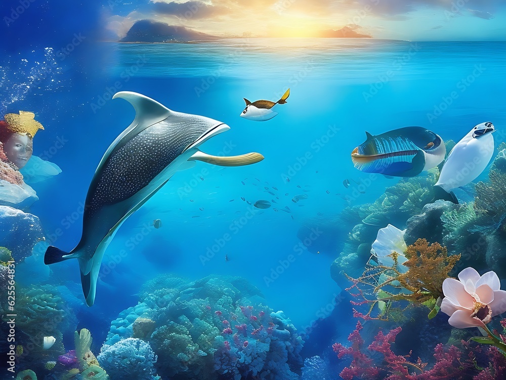 Fototapeta premium sea of 5 Generative AI