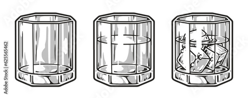 Whiskey glasses monochrome set sticker