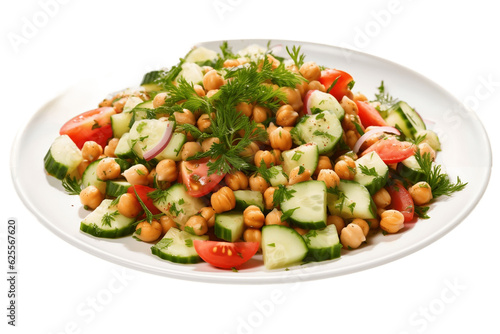 Chickpea Salad with Tomato Isolated on Transparent Background. Generative AI