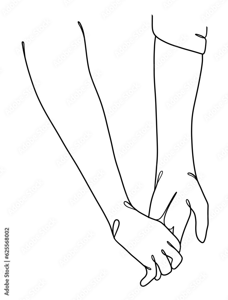 Continuous line drawing of hands couple trendy minimalist illustration. Vector illustration. Continuous line drawing of hands couple trendy minimalist illustration. Vector illustration.