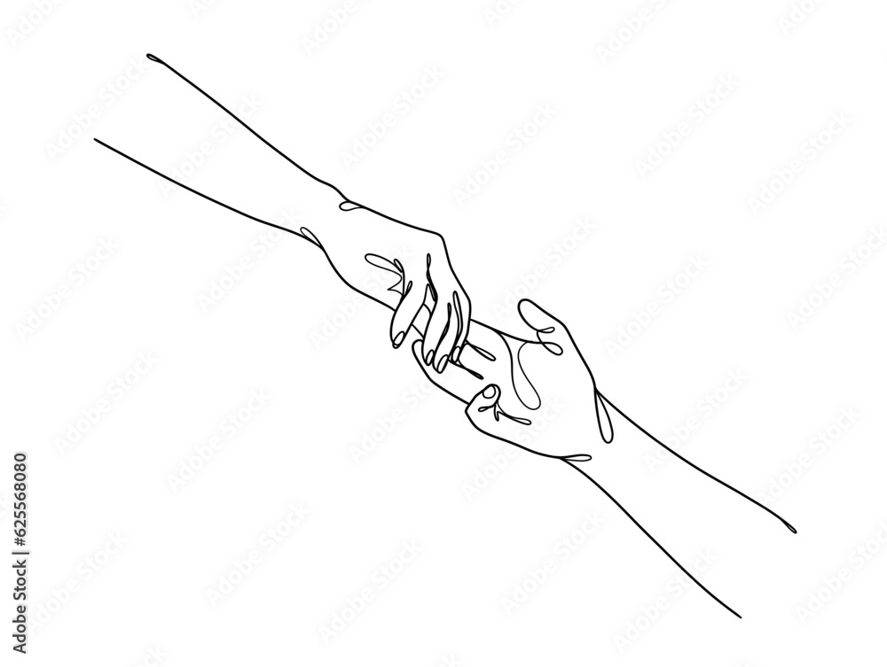 Continuous line drawing of hands couple trendy minimalist illustration. Vector illustration. Continuous line drawing of hands couple trendy minimalist illustration. Vector illustration.