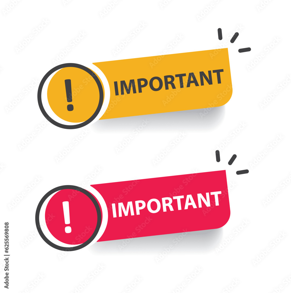 Announce message banner in yellow and red: important information. - obrazy, fototapety, plakaty 