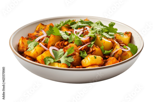 Delicious Plate of Indian Aloo Gobi Isolated. Generative AI