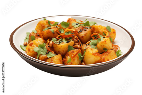 Delicious Plate of Indian Aloo Gobi Isolated. Generative AI