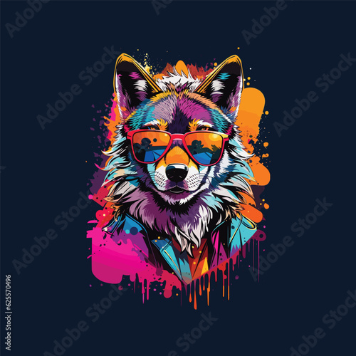 cool wolf with sunglasses, Animal vector