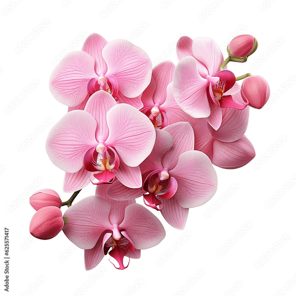 Pink Orchid Isolated on Transparent Background. Generative AI
