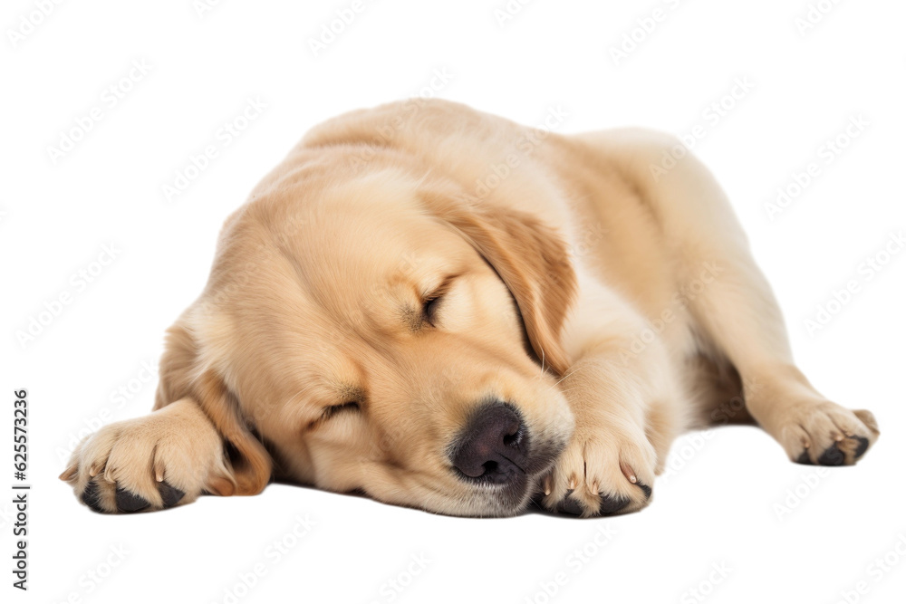 sleeping dog isolated on white
