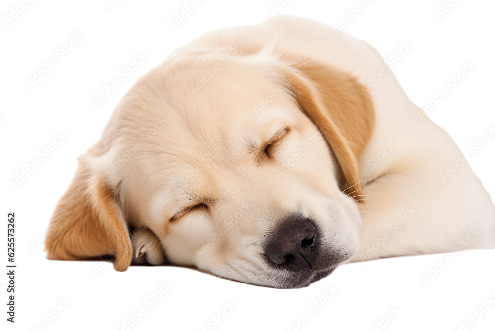sleeping dog isolated on white