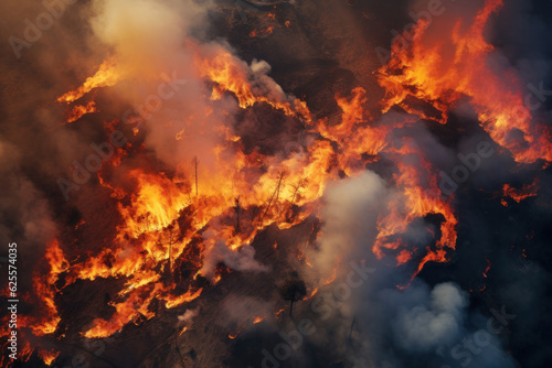 Nature under threat - a blazing bushfire exemplifying the global warming crisis