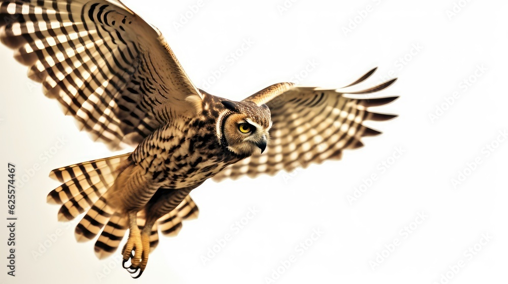 Fototapeta premium Owl isolated on a white background with text space can use for advertising, ads, branding