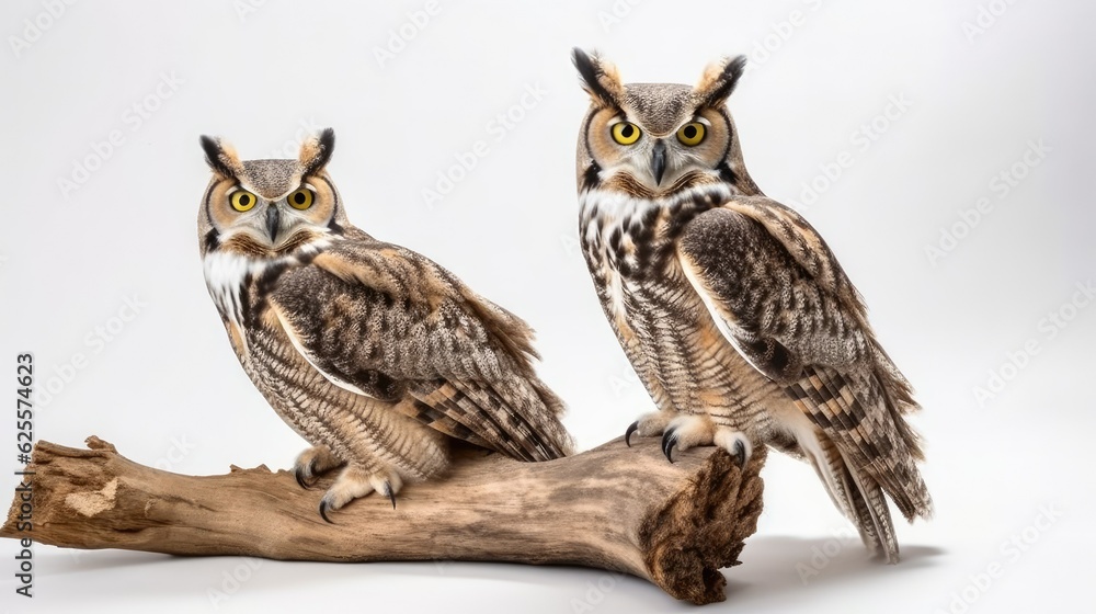Owl isolated on a white background with text space can use for advertising, ads, branding Owl isolated on a white background with text space can use for advertising, ads, branding