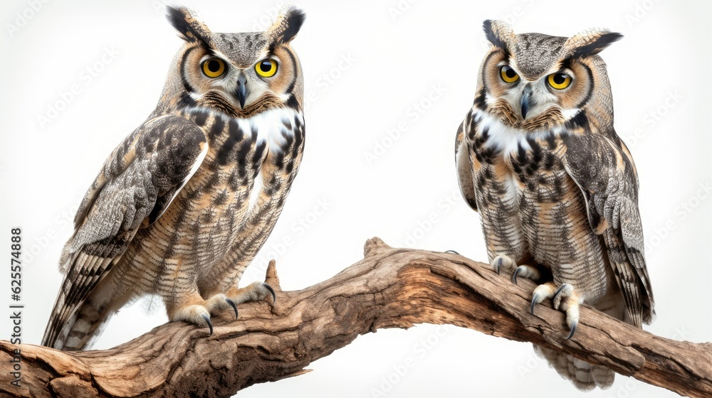 Fototapeta premium Owl isolated on a white background with text space can use for advertising, ads, branding