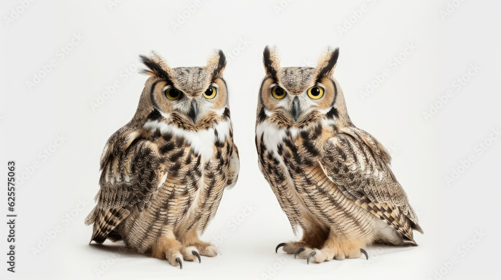 Owl isolated on a white background with text space can use for advertising, ads, branding Owl isolated on a white background with text space can use for advertising, ads, branding