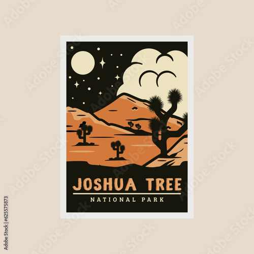 joshua tree national park print poster vintage vector symbol illustration design.