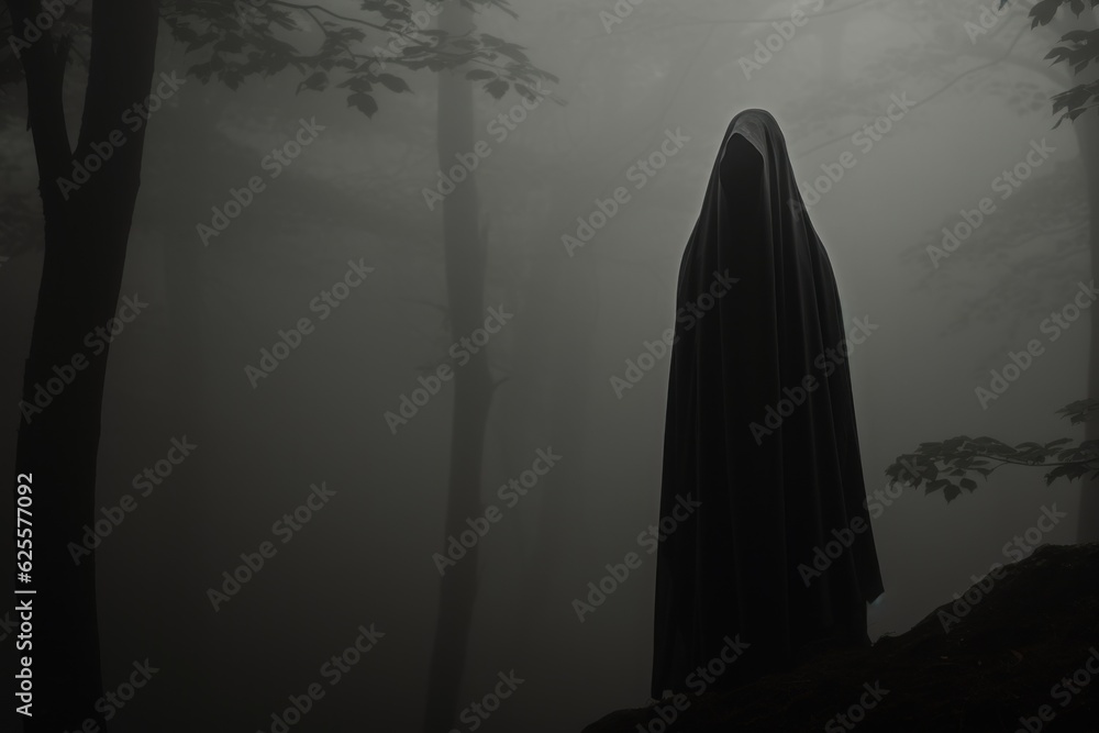 Surreal ghostly apparition, creating a mysterious and haunted Halloween vision,surreal photography. Generative AI