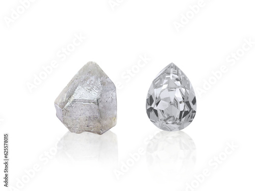 Bild auf Leinwand Dazzling diamond before and after uncut transparent background