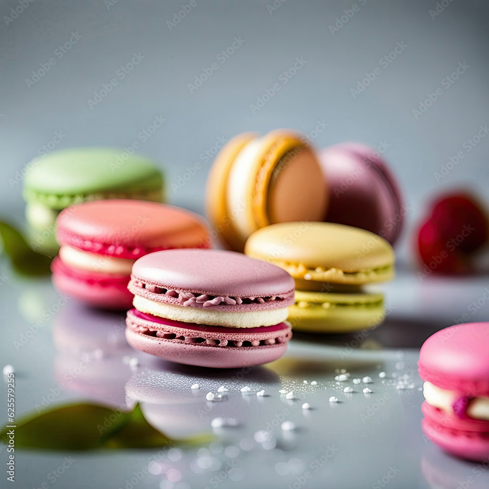Fototapeta premium colorful macarons, generative ai.