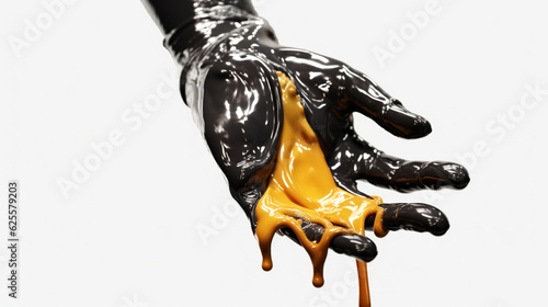 Black psychic melting hand coming out of the liquid metal created with generative ai photo