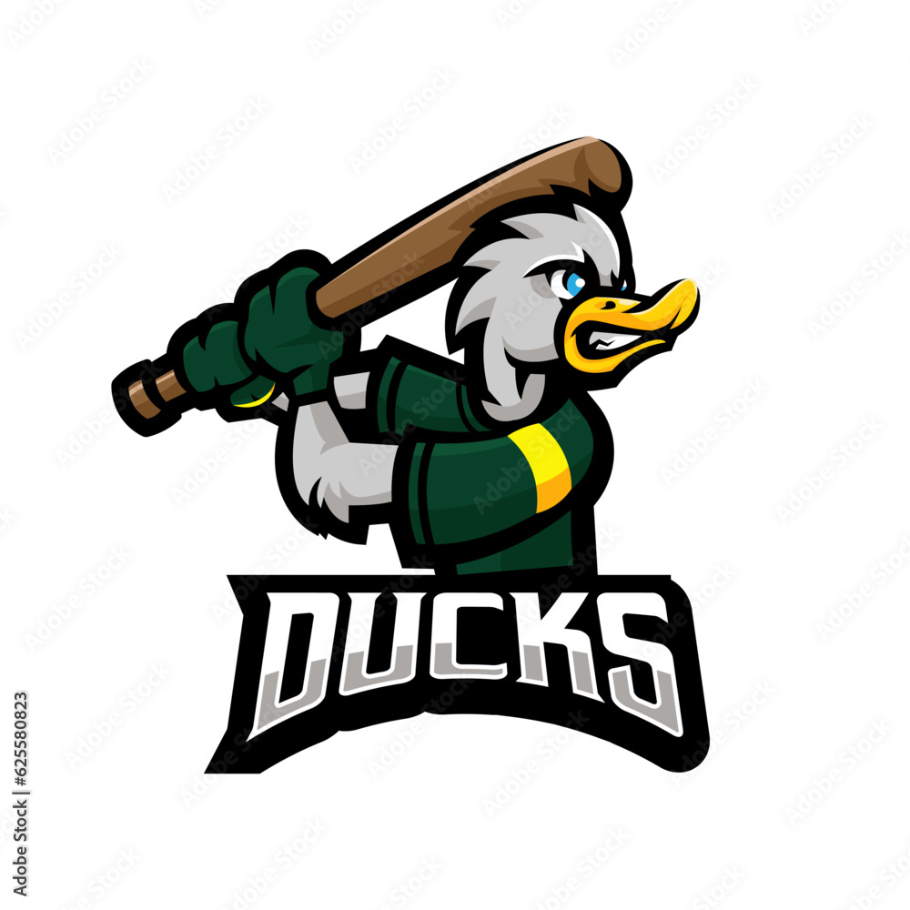 Fototapeta premium Duck Baseball Cartoon Mascot Logo