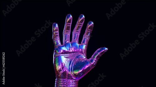 Psychic Hand in Melting Motion  Grotesque Metallic Melting Fluidity in 3D Holographic Concept Created with Generative ai