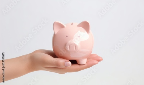Building a Wealthy Future: Hand Holding a Piggy Bank for Savings and Prosperity (Generative Ai)