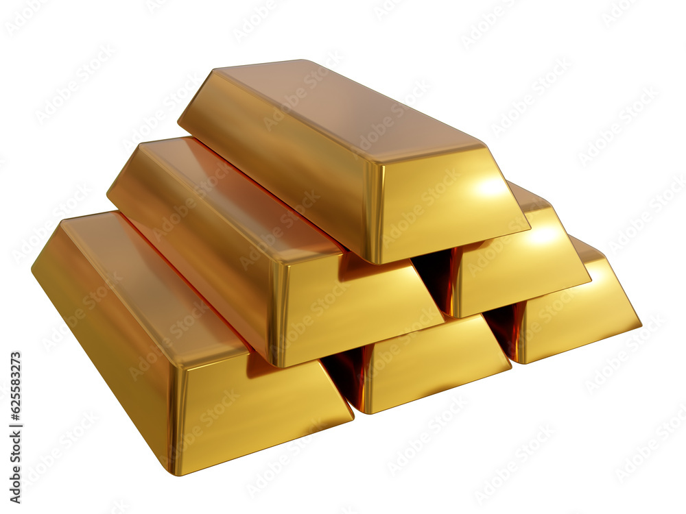 3D rendering pyramid of gold bars 3D rendering pyramid of gold bars