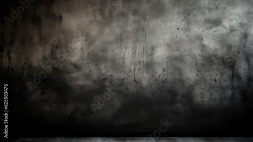 Grunge texture on black background, old vintage wall with painted black boards and grainy