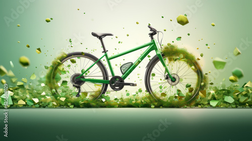 Green eco transportation concept with a bicycle to shift towards sustainable commuting practices