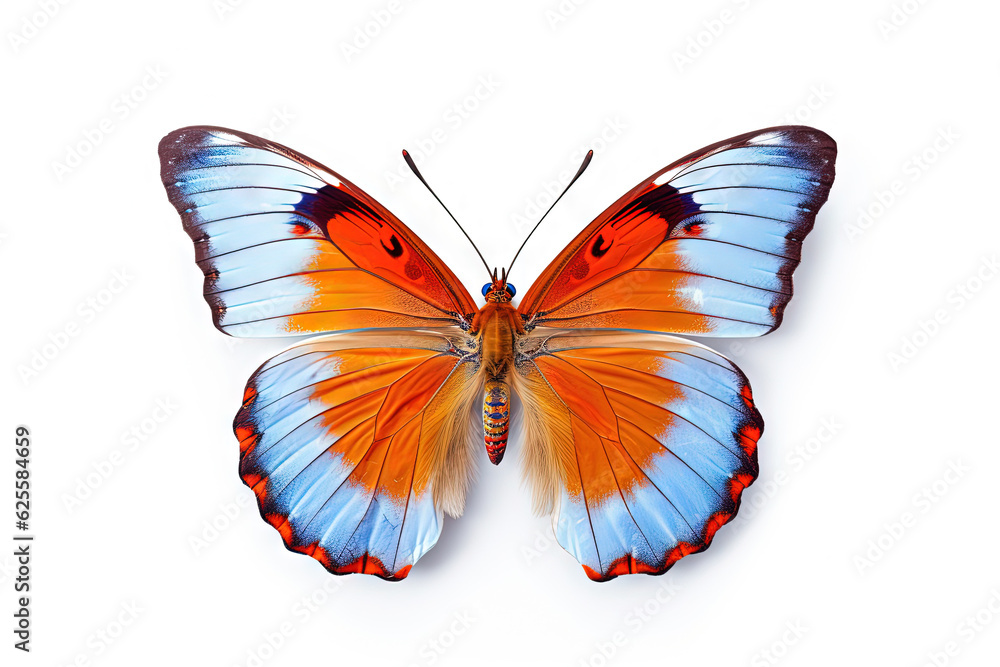 Fototapeta premium Butterfly with colorful wings isolated on white. Generative AI.