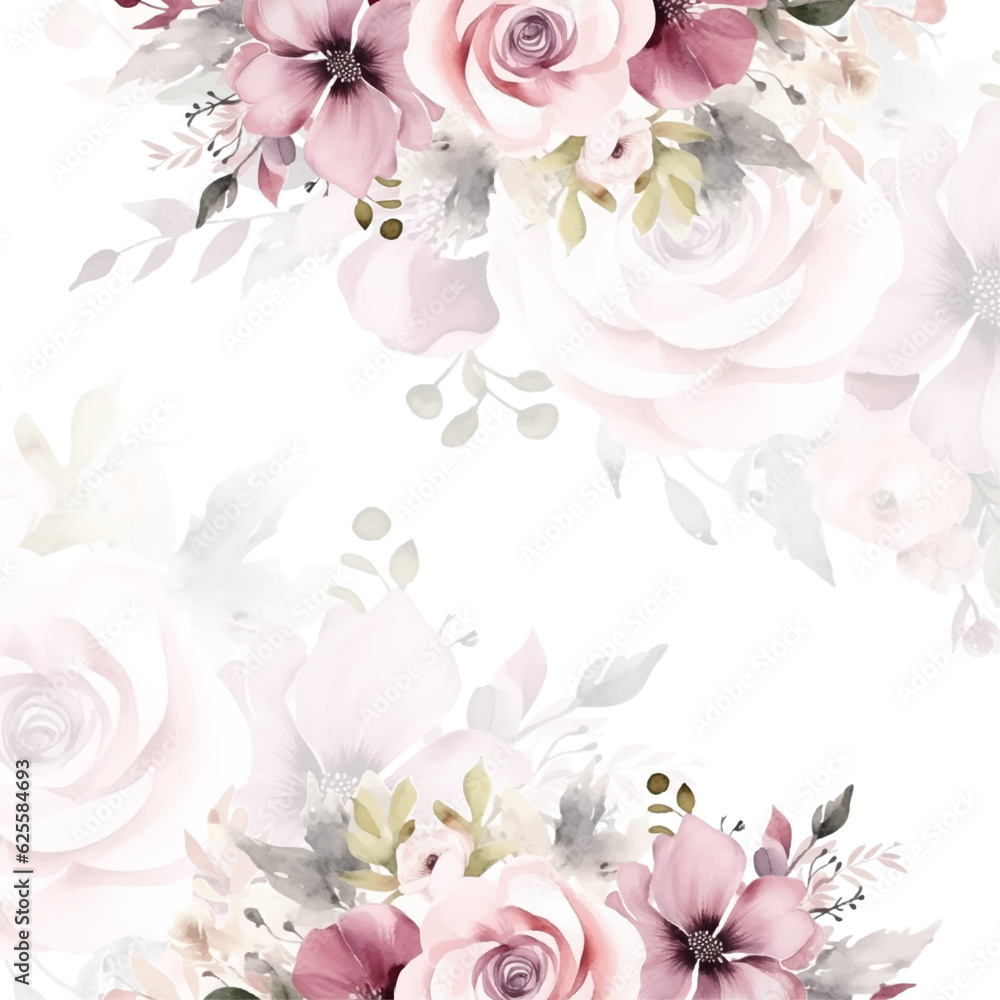 Colorful wild flower background with watercolor