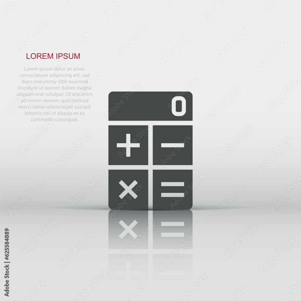 Calculator icon in flat style. Calculate vector illustration on white isolated background. Calculation business concept. Calculator icon in flat style. Calculate vector illustration on white isolated background. Calculation business concept.