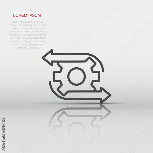 Workflow icon in flat style. Gear effective vector illustration on white isolated background. Process organization business concept.